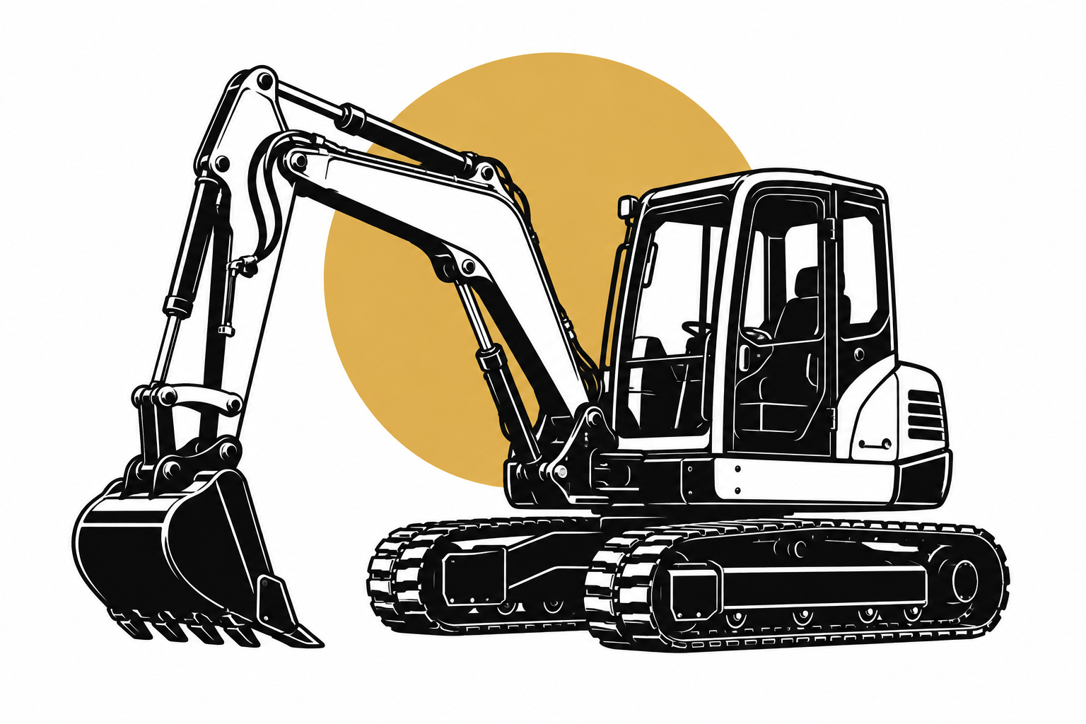 Illustration of a mini excavator